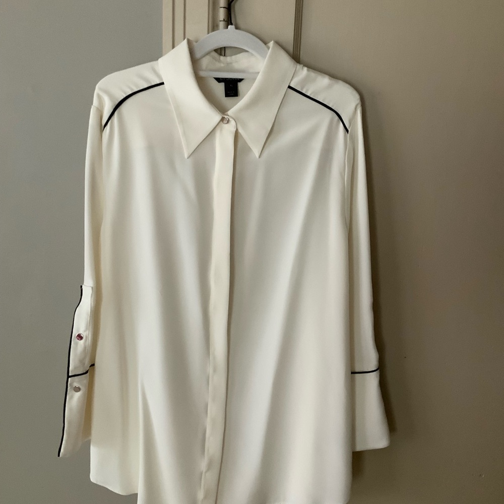 St John White Silk Blouse